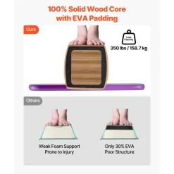VEVOR 8FT Balance Beam for Kids, 350 LBS Stable Support Gymnastics Floor Beam with Non-Slip Wooden Mats, Wood-Core Gymnastics Training Equipment with Anti-Slip Bottom for Home and Gym, Yellow