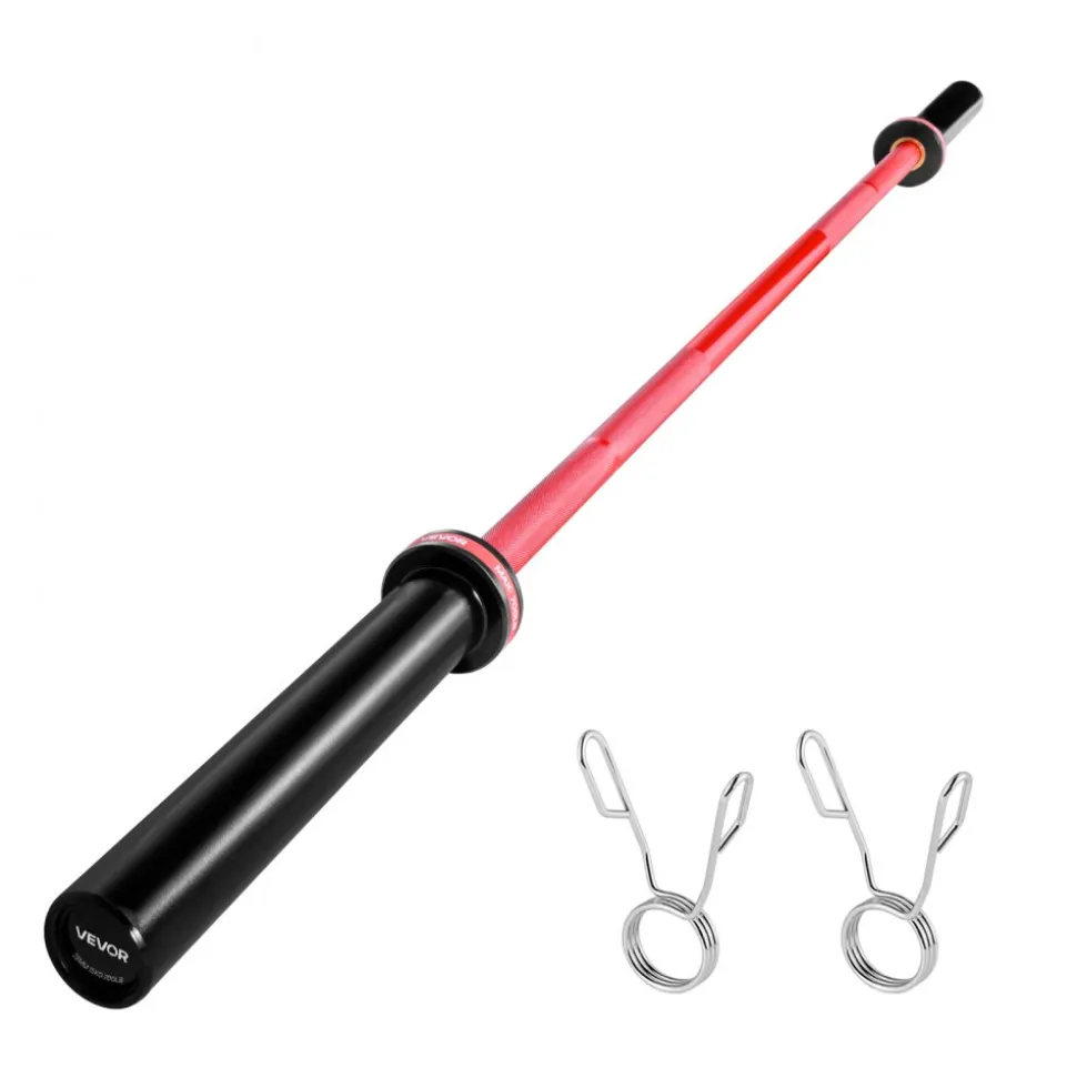 VEVOR 6FT Barbell Bar, Fits 2-Inch Weight Plates, Barbell Bar with Knurled Grip for Strength Training, Weightlifting, Squat, Deadlift, Bench Press, Curl, Overhead Press, 700lbs/317kg Capacity