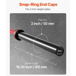 VEVOR 7FT Barbell Bar, Fits 2-Inch Weight Plates, Barbell Bar with Knurled Grip for Strength Training, Weightlifting, Squat, Deadlift, Bench Press, Curl, Overhead Press, 1000lbs/453kg Capacity