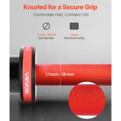 VEVOR 7FT Barbell Bar, Fits 2-Inch Weight Plates, Barbell Bar with Knurled Grip for Strength Training, Weightlifting, Squat, Deadlift, Bench Press, Curl, Overhead Press, 1000lbs/453kg Capacity
