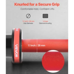 VEVOR 4FT Barbell Bar, Fits 2-Inch Weight Plates, Barbell Bar with Knurled Grip for Strength Training, Weightlifting, Squat, Deadlift, Bench Press, Curl, Overhead Press, 550lbs/226kg Capacity