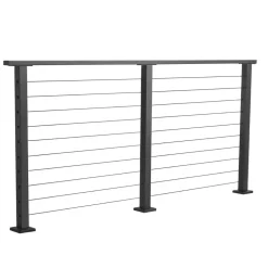 VEVOR 6.5 ft Complete Cable Railing Kit with Post, 36 inch Tall Matte Black Stainless Steel Handrail Cuttable for Outdoor/Indoor Steps, Level Hole Drilled Railing Posts System for Stairs,Deck,Balcony