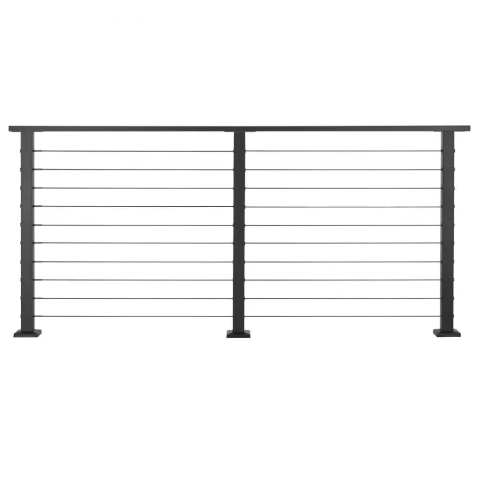 VEVOR 6.5 ft Complete Cable Railing Kit with Post, 36 inch Tall Matte Black Stainless Steel Handrail Cuttable for Outdoor/Indoor Steps, Level Hole Drilled Railing Posts System for Stairs,Deck,Balcony