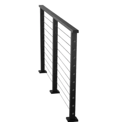 VEVOR 6.5 ft Complete Cable Railing Kit with Post, 36 inch Tall Matte Black Stainless Steel Handrail Cuttable for Outdoor/Indoor Steps, Level Hole Drilled Railing Posts System for Stairs,Deck,Balcony