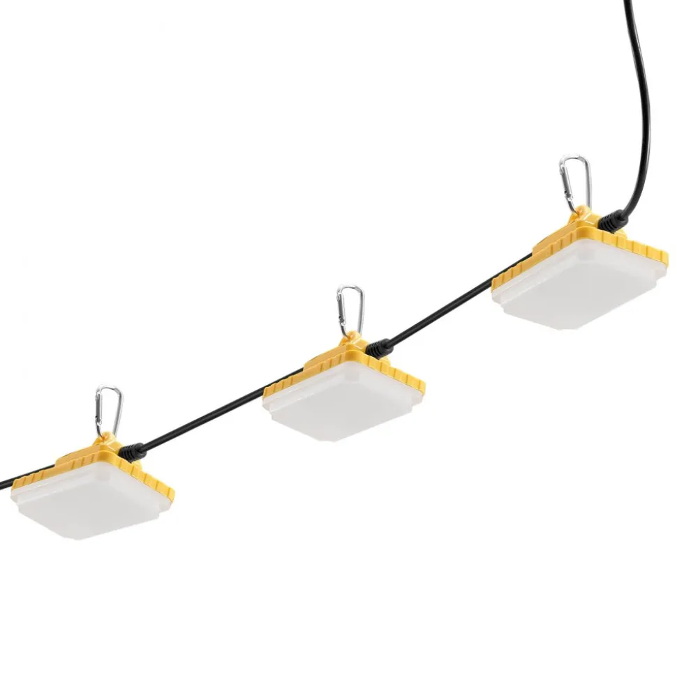 VEVOR 100FT Construction String Lights, 150W 15000LM, 10PCs String Work Light, 5000-5500K, IP65 Waterproof, with Hanging Hooks, for Construction Site, Temporary Lighting Indoor & Outdoor, ETL Listed