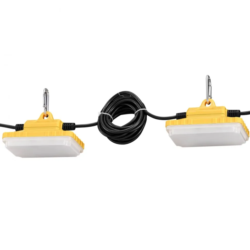 VEVOR 100FT Construction String Lights, 150W 15000LM, 10PCs String Work Light, 5000-5500K, IP65 Waterproof, with Hanging Hooks, for Construction Site, Temporary Lighting Indoor & Outdoor, ETL Listed