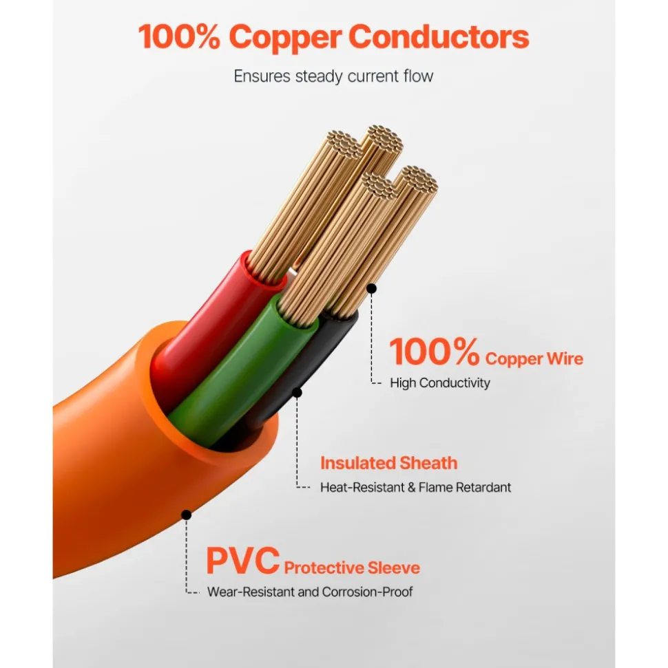 VEVOR 50 ft Dryer Extension Cord, 4-Prong NEMA 14-30P to 14-30R Dryer Cord, 125V/250V, STW 10AWG/4C, 30A, Pure Copper Wire Cable with Black Non-woven Bag and PVC Cable Tie, for Outdoor & Indoor Use