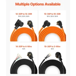 VEVOR 10 ft Dryer Extension Cord, 4-Prong NEMA 14-30P to 14-30R Dryer Cord, 125V/250V, STW 10AWG/4C, 30A, Pure Copper Wire Cable with Black Non-woven Bag and PVC Cable Tie, for Outdoor & Indoor Use