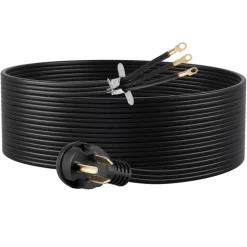 VEVOR 10 ft Dryer Power Cord, 3-Prong NEMA 10-30P Appliance Dryer Cord with Eyelet Connectors, 125V/250V, SDRT 10AWG/3C, 30A, Pure Copper Wire Cable with PVC Cable Tie, Ideal for Indoor & Outdoor Use