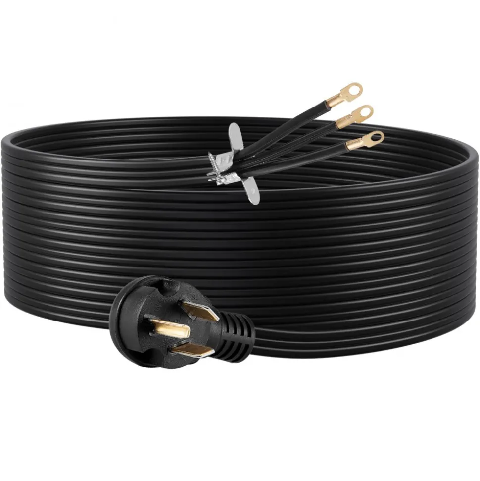 VEVOR 10 ft Dryer Power Cord, 3-Prong NEMA 10-30P Appliance Dryer Cord with Eyelet Connectors, 125V/250V, SDRT 10AWG/3C, 30A, Pure Copper Wire Cable with PVC Cable Tie, Ideal for Indoor & Outdoor Use