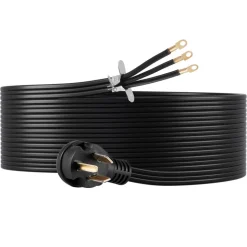 VEVOR 10 ft Dryer Power Cord, 3-Prong NEMA 10-30P Appliance Dryer Cord with Eyelet Connectors, 125V/250V, SDRT 10AWG/3C, 30A, Pure Copper Wire Cable with PVC Cable Tie, Ideal for Indoor & Outdoor Use