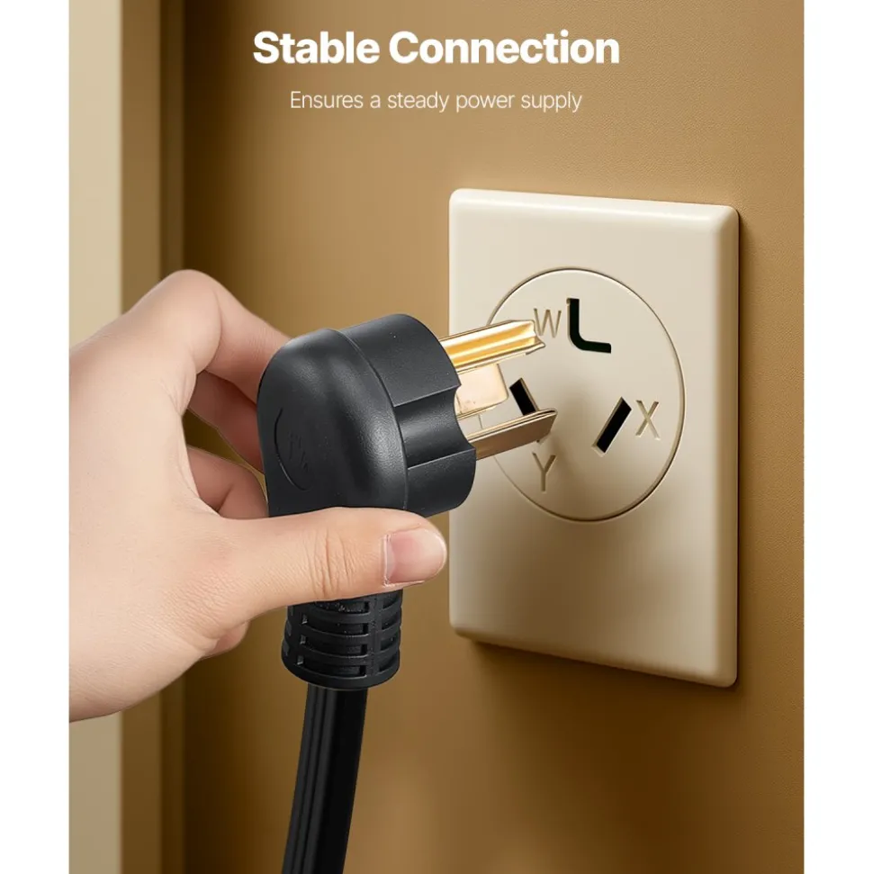 VEVOR 10 ft Dryer Power Cord, 3-Prong NEMA 10-30P Appliance Dryer Cord with Eyelet Connectors, 125V/250V, SDRT 10AWG/3C, 30A, Pure Copper Wire Cable with PVC Cable Tie, Ideal for Indoor & Outdoor Use
