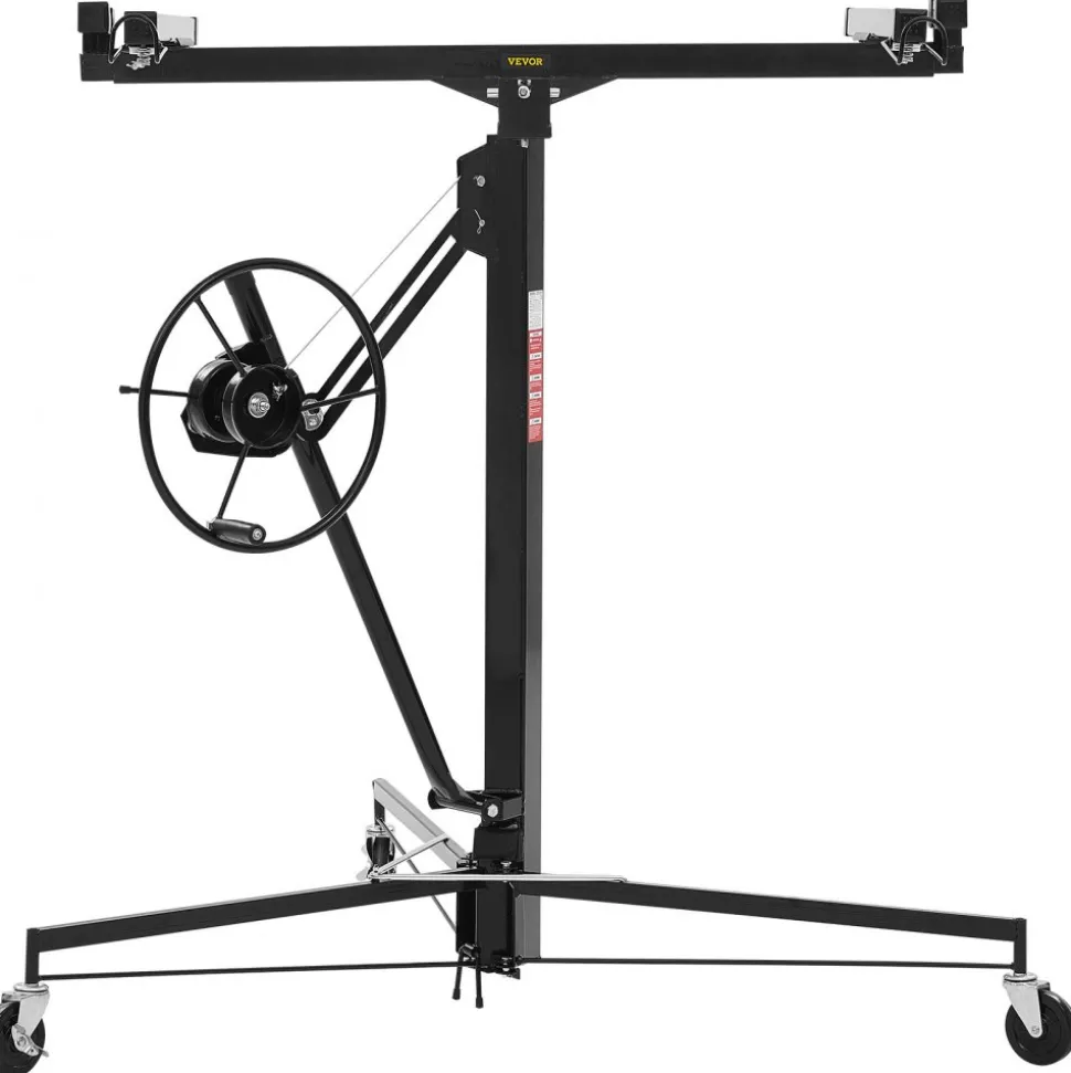 VEVOR 11ft Drywall Lift, Heavy-Duty 150 lbs Sheetrock Hoist with Adjustable Telescoping Arm, Lockable Wheels, Drywall Lifter Panel Jack Hoist Tools Ideal for Ceiling & Wall Installation (Black)