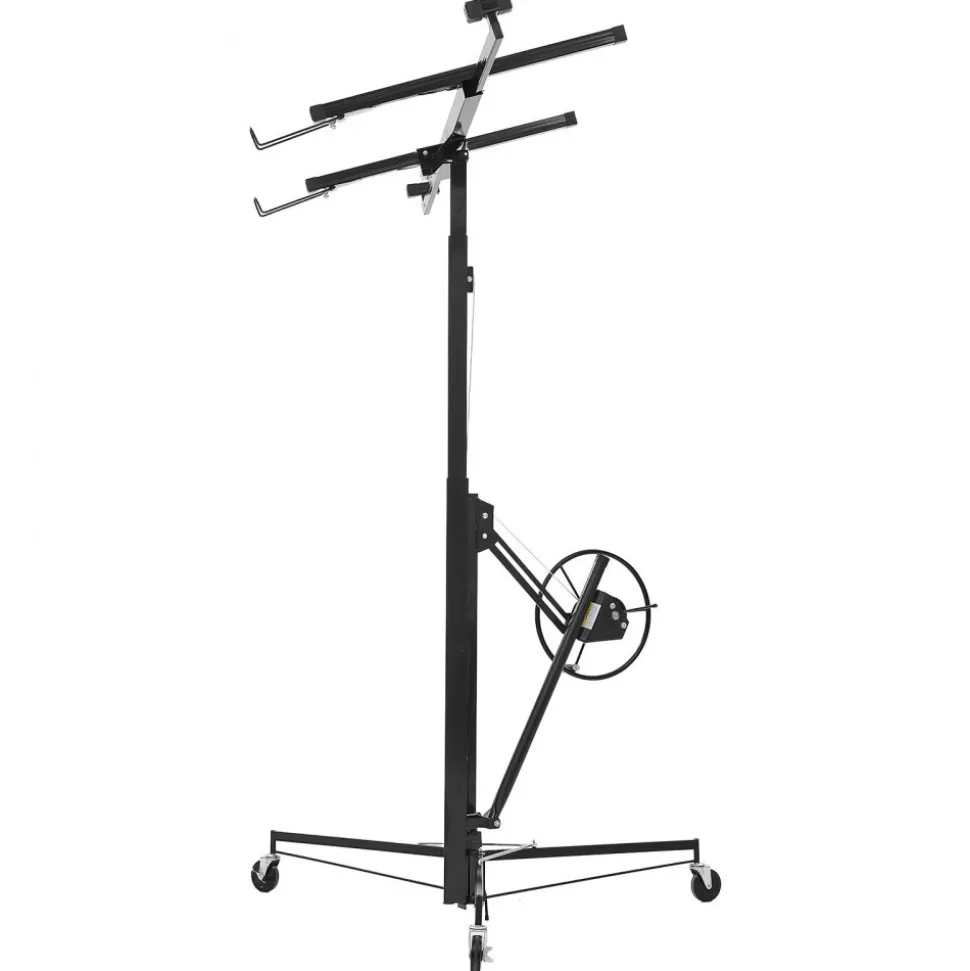 VEVOR 11ft Drywall Lift, Heavy-Duty 150 lbs Sheetrock Hoist with Adjustable Telescoping Arm, Lockable Wheels, Drywall Lifter Panel Jack Hoist Tools Ideal for Ceiling & Wall Installation (Black)