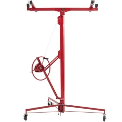 VEVOR 16ft Drywall Lift, Heavy-Duty 150 lbs Sheetrock Hoist with Adjustable Telescoping Arm, Lockable Wheels, Drywall Lifter Panel Jack Hoist Tools Ideal for Ceiling & Wall Installation (Red)