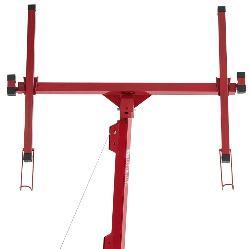 VEVOR 16ft Drywall Lift, Heavy-Duty 150 lbs Sheetrock Hoist with Adjustable Telescoping Arm, Lockable Wheels, Drywall Lifter Panel Jack Hoist Tools Ideal for Ceiling & Wall Installation (Red)