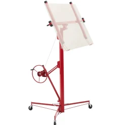 VEVOR 16ft Drywall Lift, Heavy-Duty 150 lbs Sheetrock Hoist with Adjustable Telescoping Arm, Lockable Wheels, Drywall Lifter Panel Jack Hoist Tools Ideal for Ceiling & Wall Installation (Red)