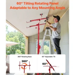 VEVOR 16ft Drywall Lift, Heavy-Duty 150 lbs Sheetrock Hoist with Adjustable Telescoping Arm, Lockable Wheels, Drywall Lifter Panel Jack Hoist Tools Ideal for Ceiling & Wall Installation (Red)