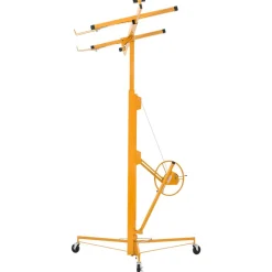 VEVOR 16ft Drywall Lift, Heavy-Duty 150 lbs Sheetrock Hoist with Adjustable Telescoping Arm, Lockable Wheels, Drywall Lifter Panel Jack Hoist Tools Ideal for Ceiling & Wall Installation (Yellow)