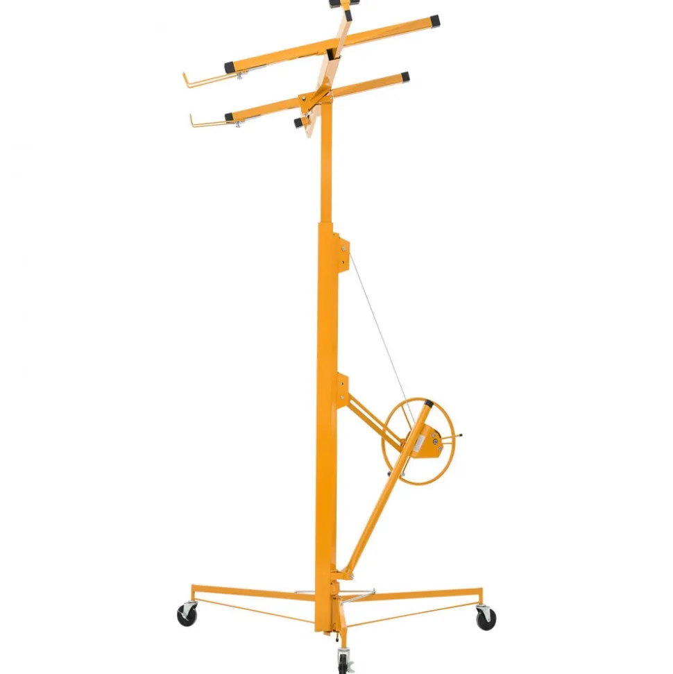 VEVOR 16ft Drywall Lift, Heavy-Duty 150 lbs Sheetrock Hoist with Adjustable Telescoping Arm, Lockable Wheels, Drywall Lifter Panel Jack Hoist Tools Ideal for Ceiling & Wall Installation (Yellow)