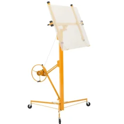 VEVOR 16ft Drywall Lift, Heavy-Duty 150 lbs Sheetrock Hoist with Adjustable Telescoping Arm, Lockable Wheels, Drywall Lifter Panel Jack Hoist Tools Ideal for Ceiling & Wall Installation (Yellow)