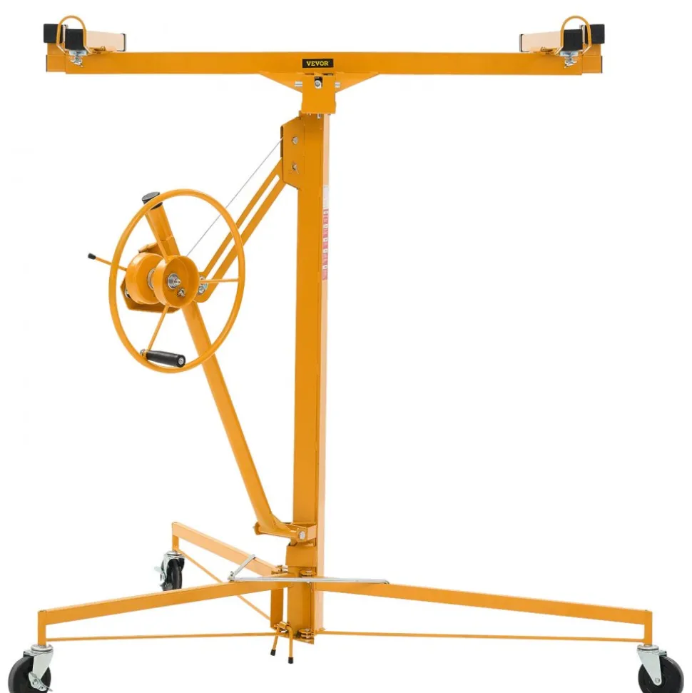 VEVOR 11ft Drywall Lift, Heavy-Duty 150 lbs Sheetrock Hoist with Adjustable Telescoping Arm, Lockable Wheels, Drywall Lifter Panel Jack Hoist Tools Ideal for Ceiling & Wall Installation (Red)