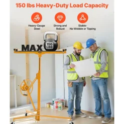 VEVOR 11ft Drywall Lift, Heavy-Duty 150 lbs Sheetrock Hoist with Adjustable Telescoping Arm, Lockable Wheels, Drywall Lifter Panel Jack Hoist Tools Ideal for Ceiling & Wall Installation (Red)