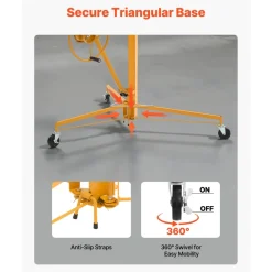 VEVOR 11ft Drywall Lift, Heavy-Duty 150 lbs Sheetrock Hoist with Adjustable Telescoping Arm, Lockable Wheels, Drywall Lifter Panel Jack Hoist Tools Ideal for Ceiling & Wall Installation (Red)