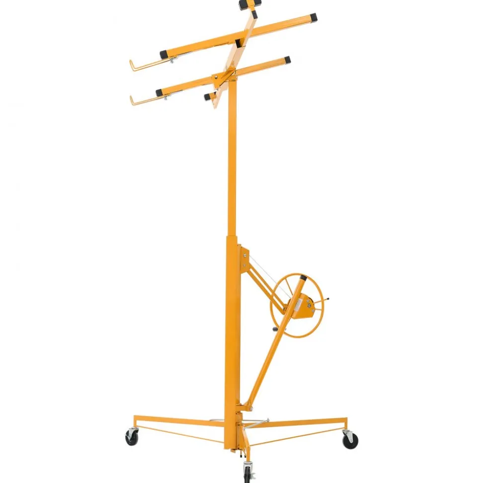 VEVOR 11ft Drywall Lift, Heavy-Duty 150 lbs Sheetrock Hoist with Adjustable Telescoping Arm, Lockable Wheels, Drywall Lifter Panel Jack Hoist Tools Ideal for Ceiling & Wall Installation (Red)