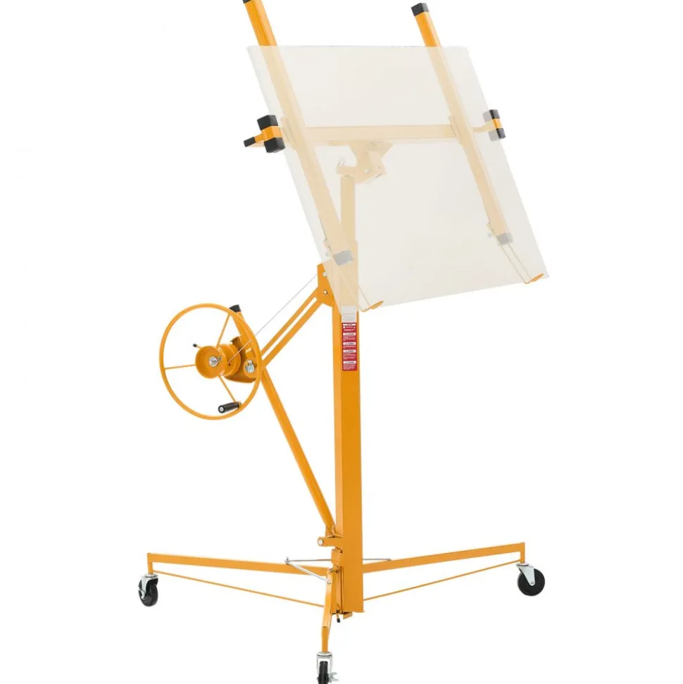 VEVOR 11ft Drywall Lift, Heavy-Duty 150 lbs Sheetrock Hoist with Adjustable Telescoping Arm, Lockable Wheels, Drywall Lifter Panel Jack Hoist Tools Ideal for Ceiling & Wall Installation (Red)
