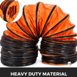 VEVOR 25ft Ducting Hose, PVC Flexible Duct Hosing with S Hook & Steel Support for 8inch Utility Blower