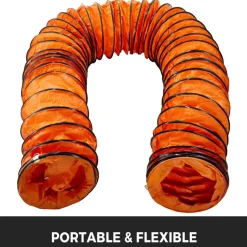 VEVOR 25ft Ducting Hose, PVC Flexible Duct Hosing with S Hook & Steel Support for 8inch Utility Blower