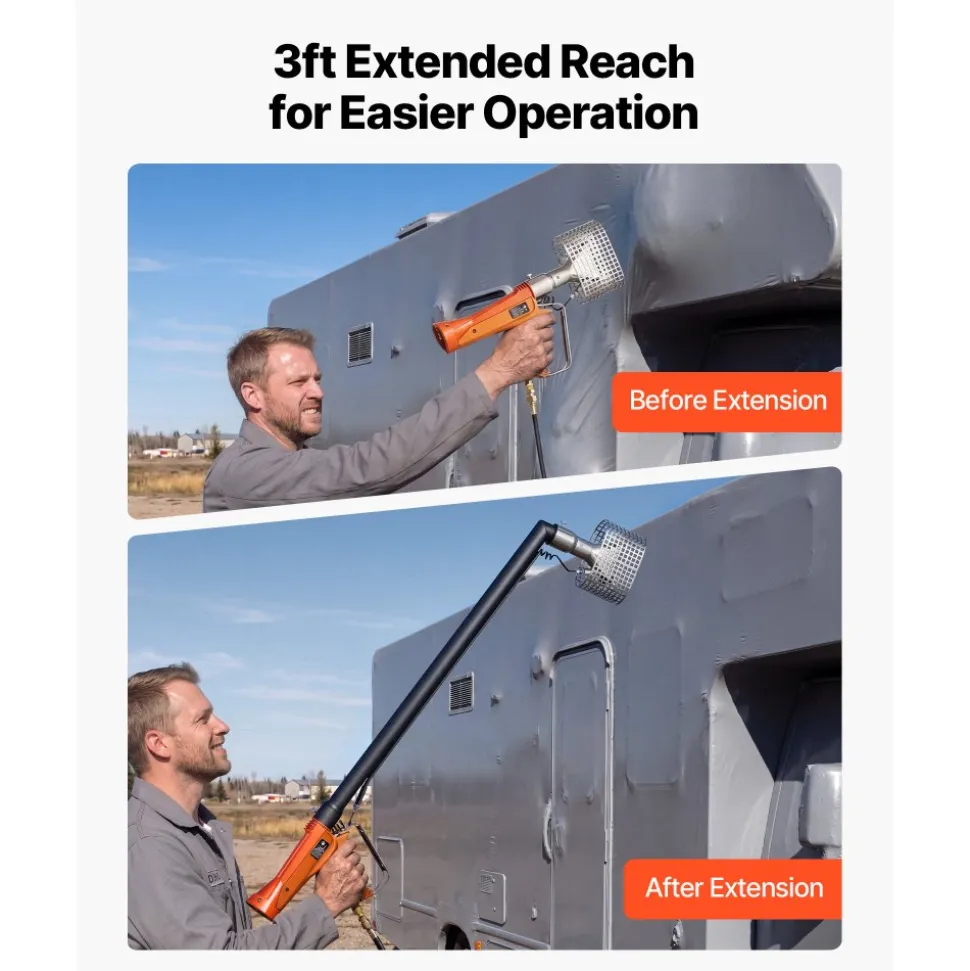 VEVOR 3FT Extension Pole for Heat Gun, Only Compatible with VEVOR Propane Heat Guns, Extended Reach Rod for Fast Heat-Shrink Wrapping, Combustor Head Included