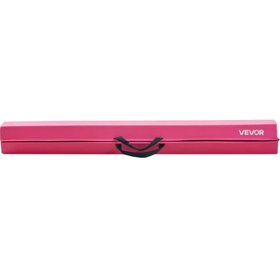 VEVOR 8FT Folding Balance Beam for Kids, 200LBS Stable Support Gymnastics Floor Beam with Non-Slip Mats, Gymnastics Training Equipment with Anti-Slip Bottom and Carrying Bag for Home Gym, Pink