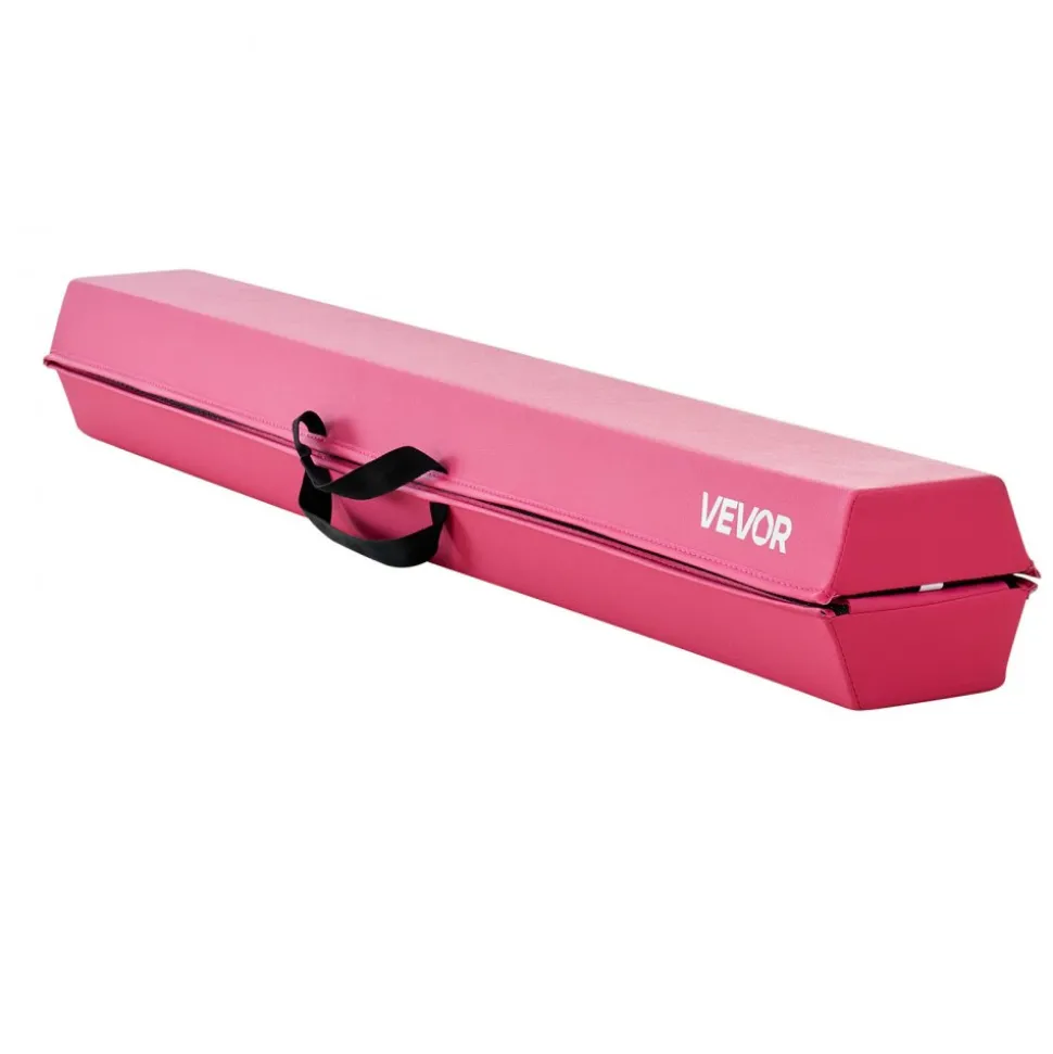 VEVOR 8FT Folding Balance Beam for Kids, 200LBS Stable Support Gymnastics Floor Beam with Non-Slip Mats, Gymnastics Training Equipment with Anti-Slip Bottom and Carrying Bag for Home Gym, Pink