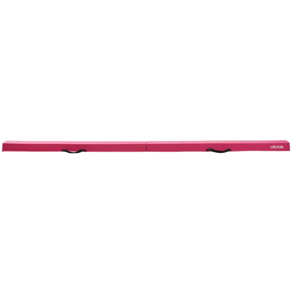 VEVOR 8FT Folding Balance Beam for Kids, 200LBS Stable Support Gymnastics Floor Beam with Non-Slip Mats, Gymnastics Training Equipment with Anti-Slip Bottom and Carrying Bag for Home Gym, Pink