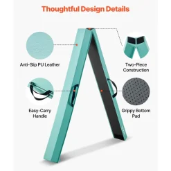 VEVOR 8FT Folding Balance Beam for Kids, 200LBS Stable Support Gymnastics Floor Beam with Non-Slip Mats, Gymnastics Training Equipment with Anti-Slip Bottom and Carrying Bag for Home Gym, Mint Green