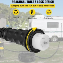 VEVOR 50FT Generator Power Cord 50-Amp 125/250-volt 14-50P to CS6364 Locking Connector