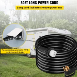 VEVOR 50FT Generator Power Cord 50-Amp 125/250-volt 14-50P to CS6364 Locking Connector