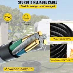 VEVOR 15FT Generator Power Cord 50-Amp 125/250-volt 14-50P to CS6364 Locking Connector