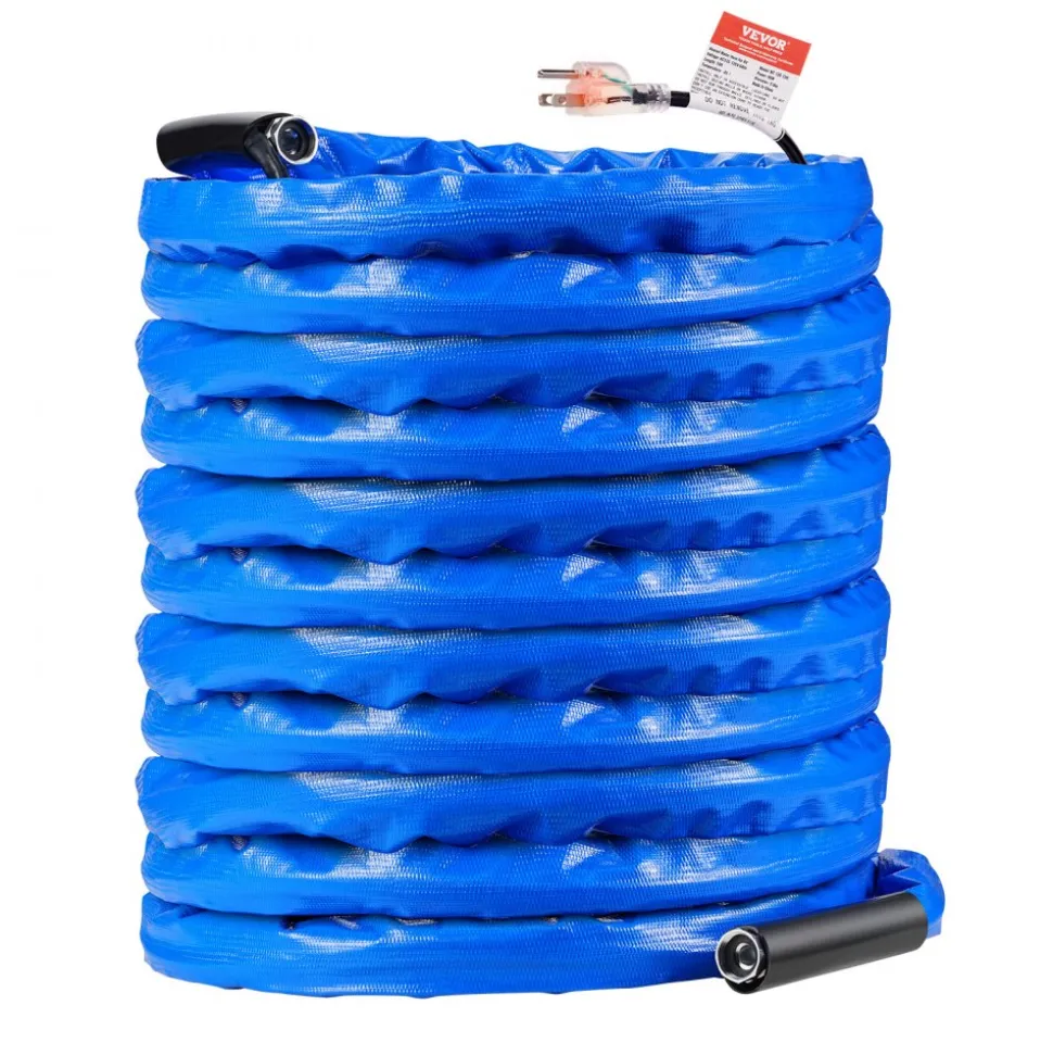 VEVOR 100ft Heated Water Hose for RV, Heated Drinking Water Hose with Corrugated Cover Antifreeze to -45°F, Automatic Self-regulating, 5/8" I.D. with 3/4" GHT Adapter, Lead and BPA Free