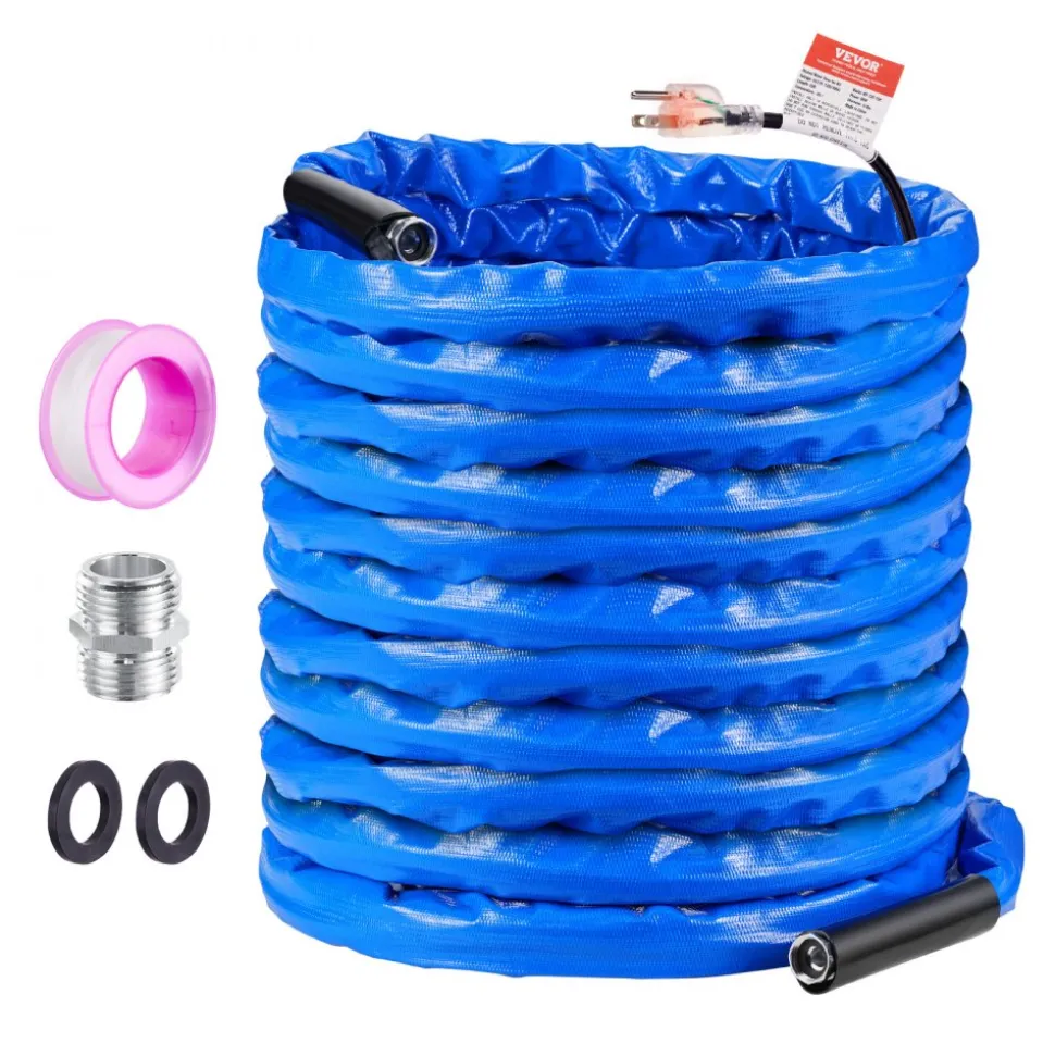 VEVOR 100ft Heated Water Hose for RV, Heated Drinking Water Hose with Corrugated Cover Antifreeze to -45°F, Automatic Self-regulating, 5/8" I.D. with 3/4" GHT Adapter, Lead and BPA Free