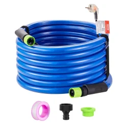 VEVOR 15FT Heated Water Hose for RV Antifreeze to -45°F Drinking Water Hose, 1/2" ID, Smooth Surface, Built-in Thermostat, Freeze & Leak-Proof, Lead and BPA Free, Fast Heating for RV Camping Garden