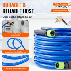 VEVOR 50ft Heated Water Hose for RV, Heated Drinking Water Hose Antifreeze to -45°F, Automatic Self-regulating, 5/8