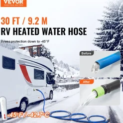 VEVOR 50ft Heated Water Hose for RV, Heated Drinking Water Hose Antifreeze to -45°F, Automatic Self-regulating, 5/8