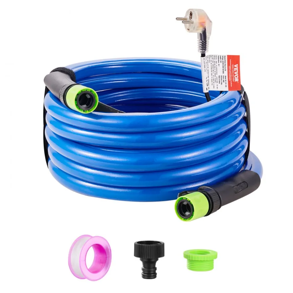 VEVOR 50FT Heated Water Hose for RV Antifreeze to -45°F Drinking Water Hose, 5/8" ID, Corrugated Surface, Built-in Thermostat, Freeze & Leak-Proof, Lead and BPA Free, Fast Heating for RV Camping