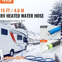 VEVOR 50FT Heated Water Hose for RV Antifreeze to -45°F Drinking Water Hose, 5/8