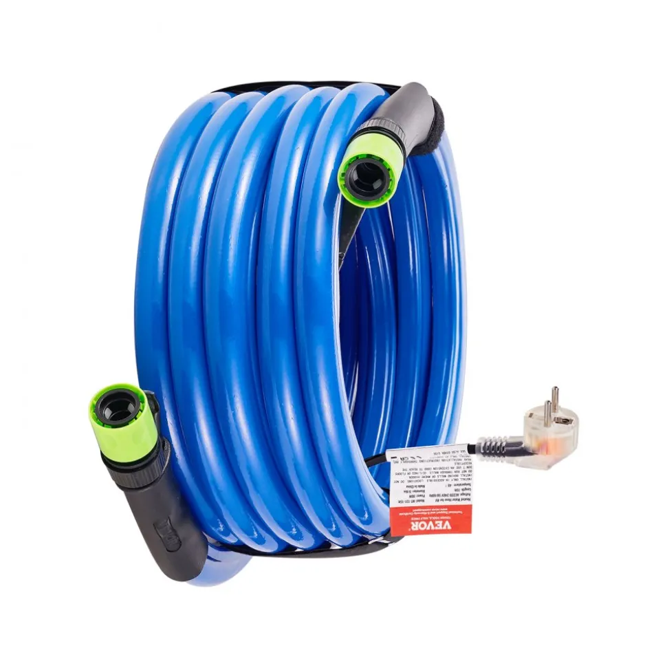 VEVOR 50FT Heated Water Hose for RV Antifreeze to -45°F Drinking Water Hose, 5/8" ID, Corrugated Surface, Built-in Thermostat, Freeze & Leak-Proof, Lead and BPA Free, Fast Heating for RV Camping
