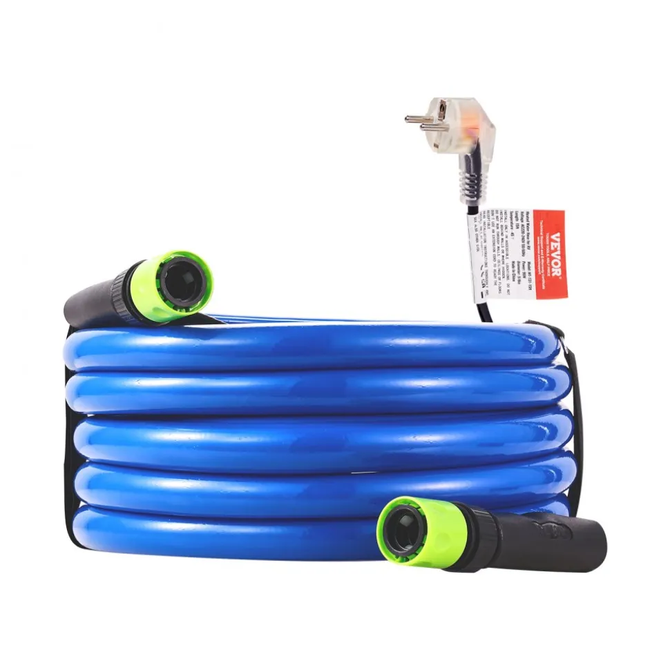VEVOR 50FT Heated Water Hose for RV Antifreeze to -45°F Drinking Water Hose, 5/8" ID, Corrugated Surface, Built-in Thermostat, Freeze & Leak-Proof, Lead and BPA Free, Fast Heating for RV Camping