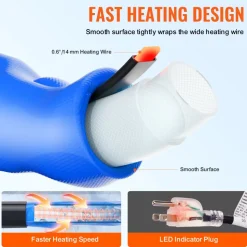 VEVOR 50ft Heated Water Hose for RV, Heated Drinking Water Hose with Corrugated Cover Antifreeze to -45°F, Automatic Self-regulating, 5/8